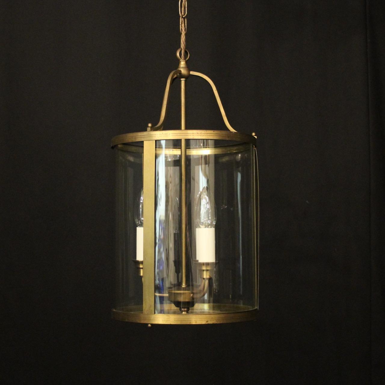 English Convex Gilded Triple Light Hall Lantern (1 of 10)