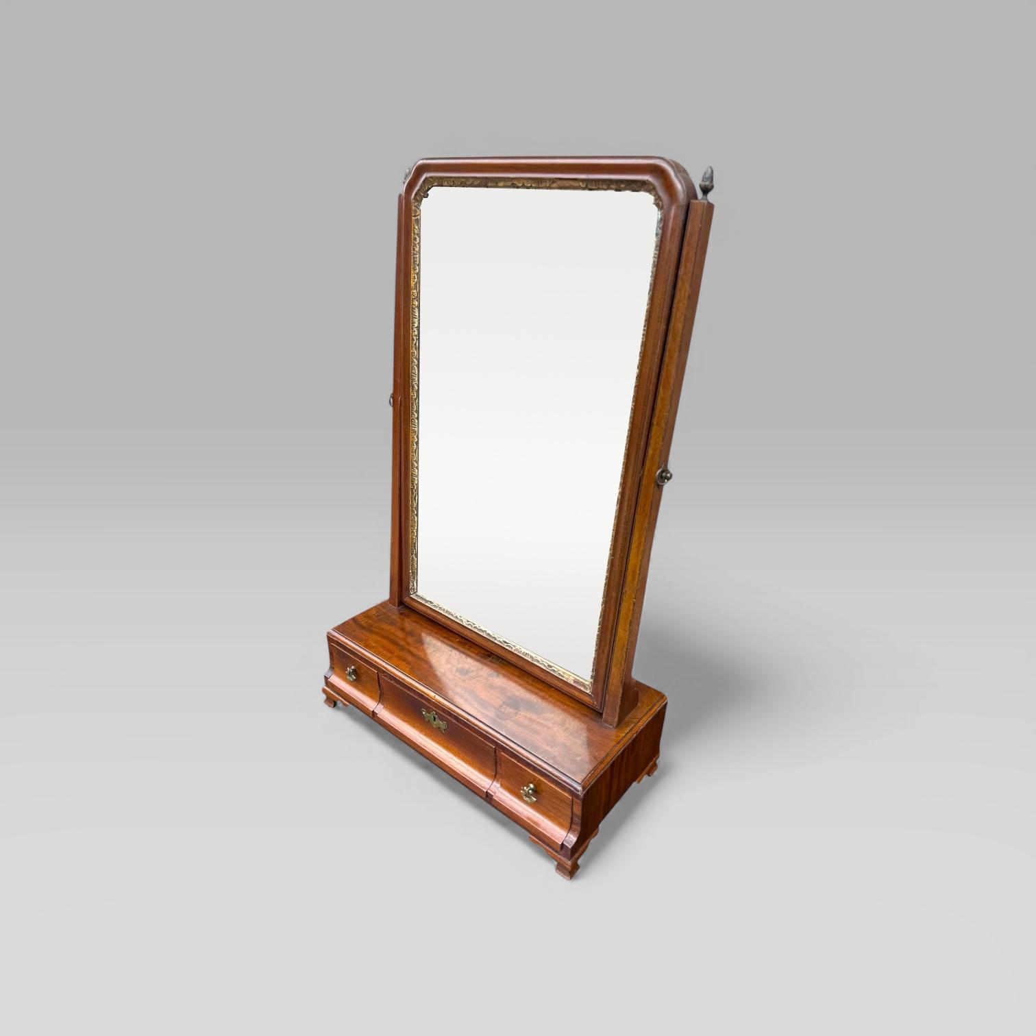 Antique Georgian 1790 Mahogany & Gilt Dressing Table Mirror with Brass Handles (1 of 10)