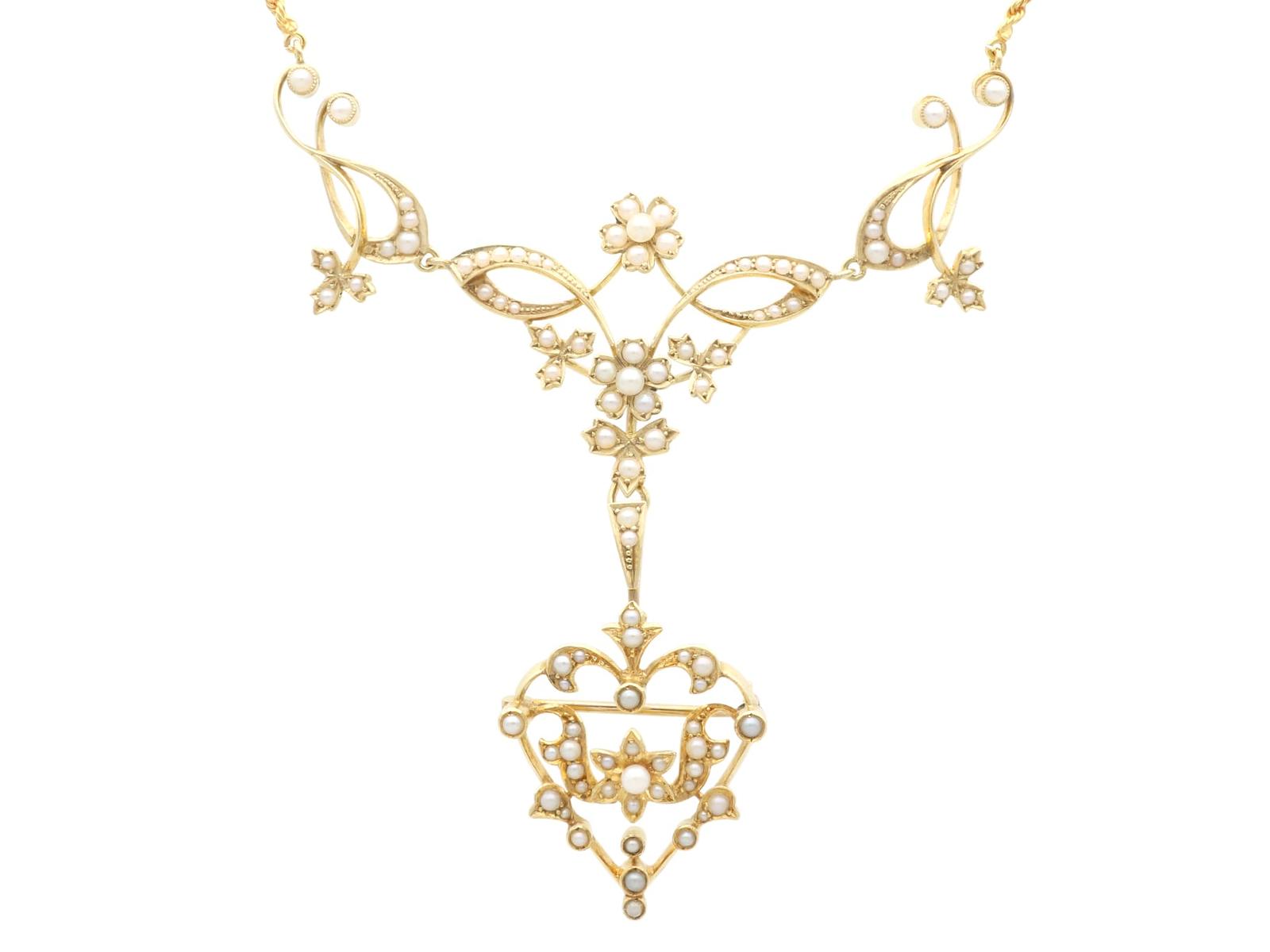 Antique Seed Pearl & 15k Yellow Gold Necklace / Brooch c.1880 (1 of 22)