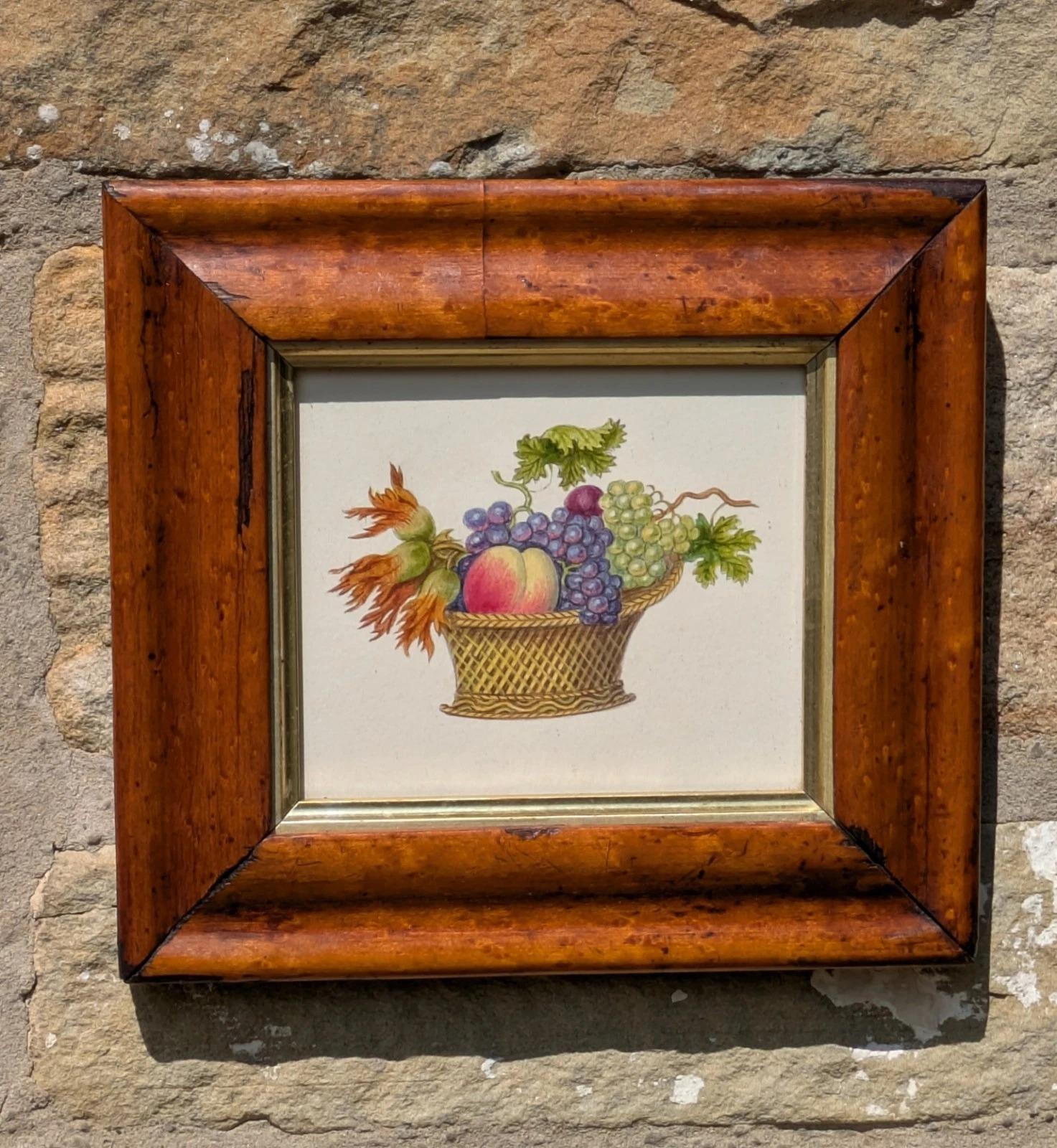 Charming Regency Watercolour Fruit in Basket 19th Century (1 of 6) Charming Regency Watercolour Fruit in Basket 19th Century (1 of 6)