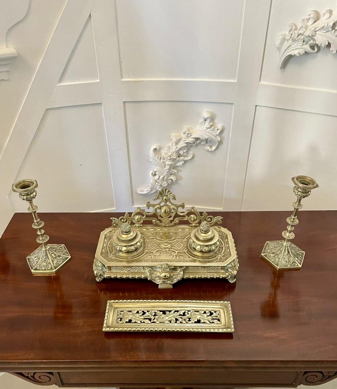 Magnificent Quality Antique 19th Century French Cast-brass Desk Set (1 of 14)