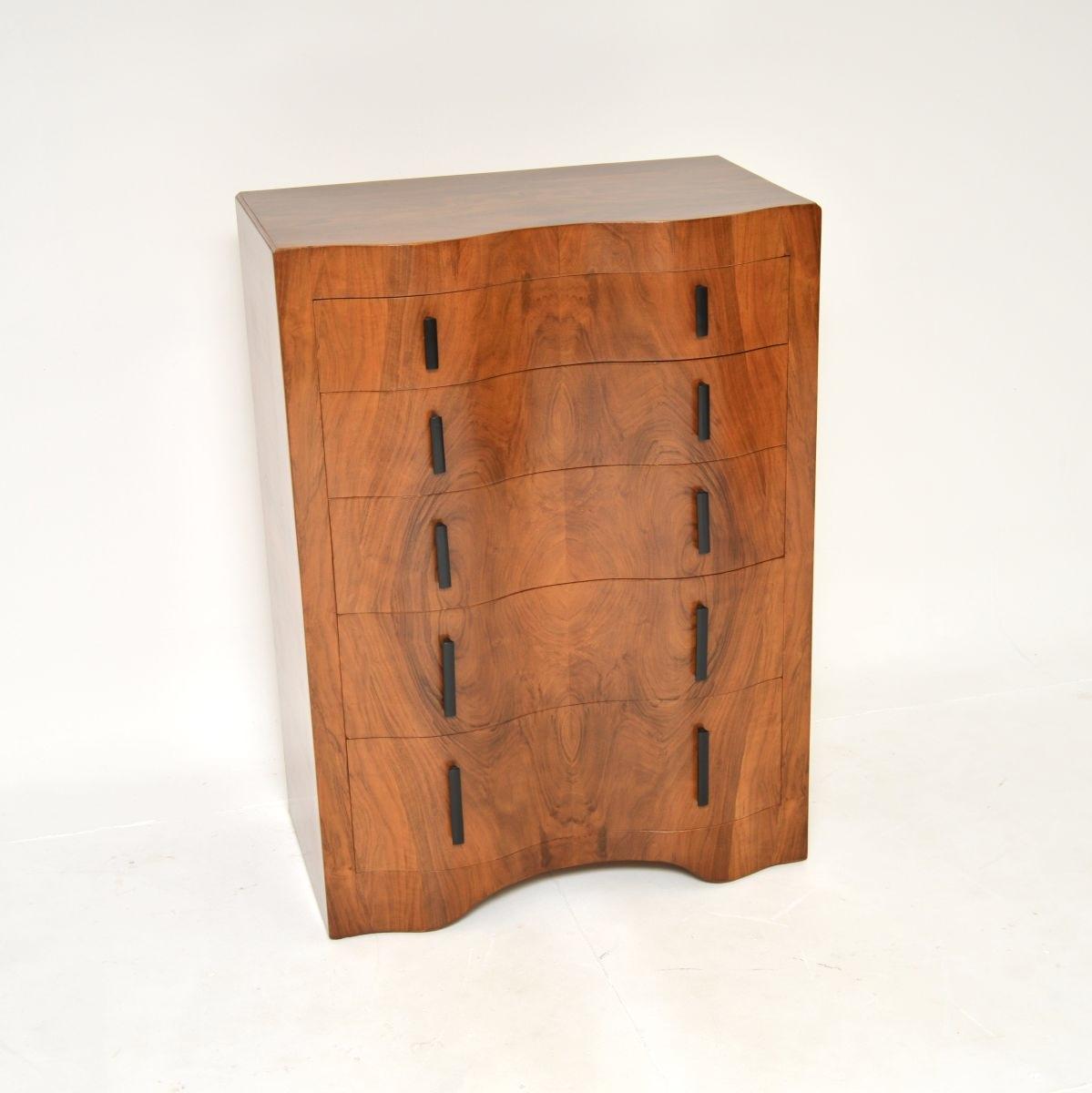 Art Deco Figured Walnut Chest of Drawers (1 of 9)