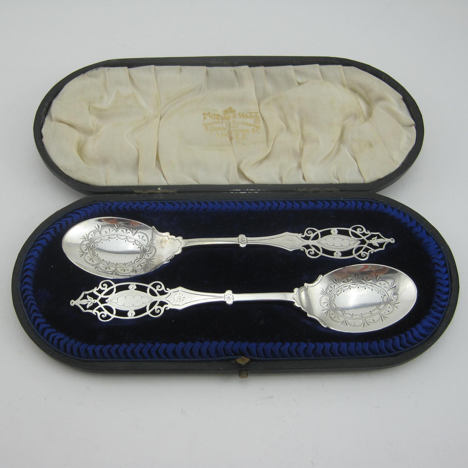 Edwardian Sterling Silver Two Piece Boxed Spoon Set (1 of 7)
