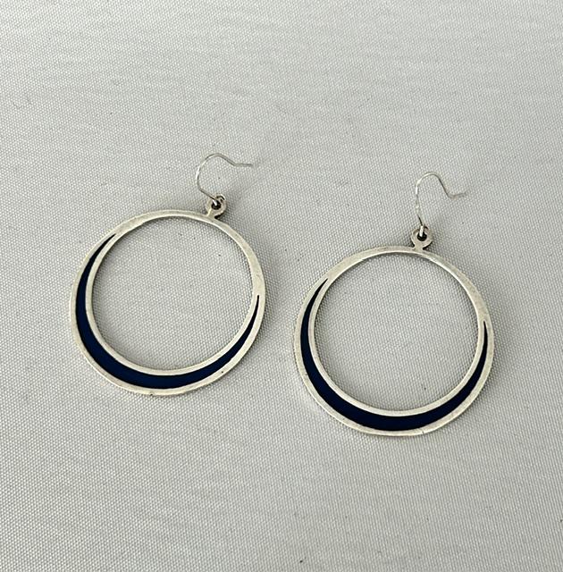 Pair of Vintage Silver & Enamel Hoop Earrings (1 of 7) Pair of Vintage Silver & Enamel Hoop Earrings (1 of 7)
