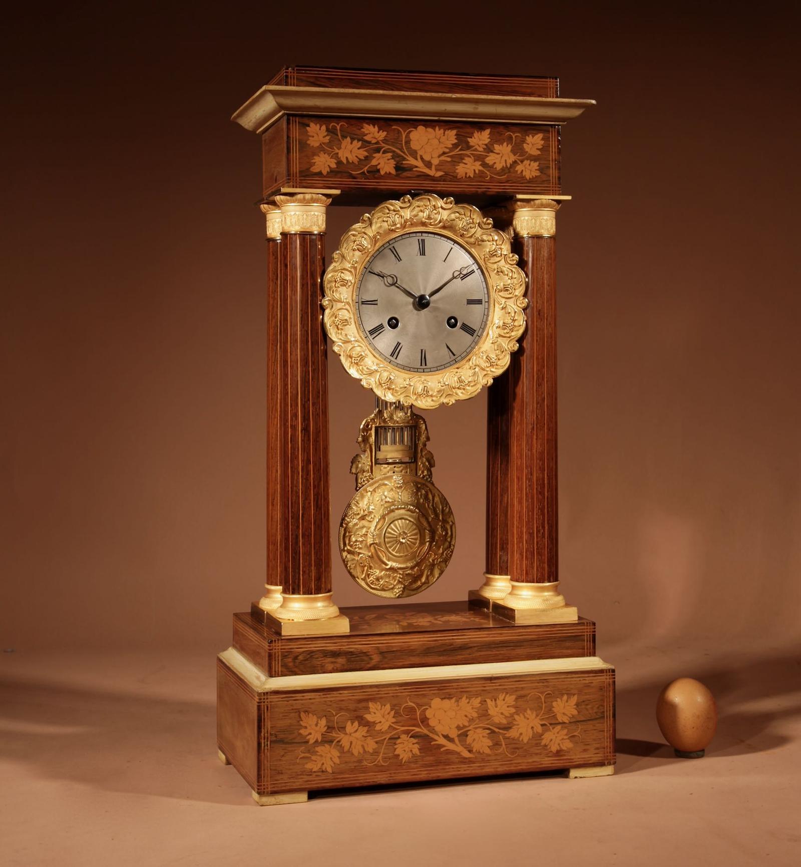 Very Interesting & Rare Stylish Rosewood Fine Inlaid with Lemon Wood & Ormolu Portico Clock c.1840 (1 of 13) Very Interesting & Rare Stylish Rosewood Fine Inlaid with Lemon Wood & Ormolu Portico Clock c.1840 (1 of 13)