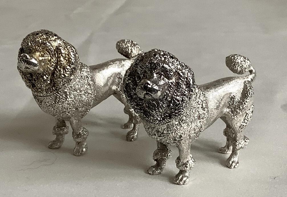 William Edward Hurcomb - Pair of Cast Silver Poodles Designed as Salt & Pepper (1 of 16)