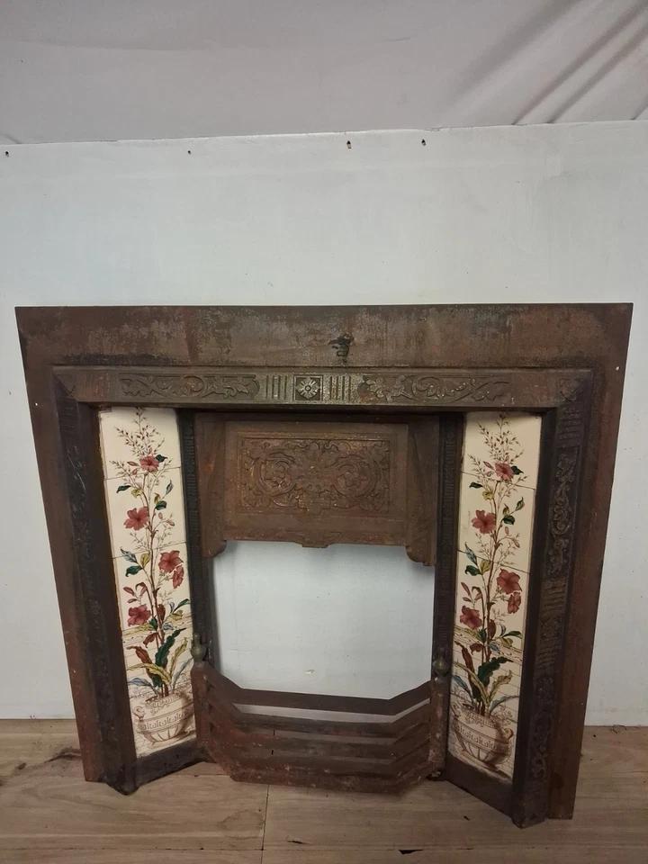Victorian Cast Iron Fireplace with Tiles Stripped Back Ready to Paint (1 of 8) Victorian Cast Iron Fireplace with Tiles Stripped Back Ready to Paint (1 of 8)