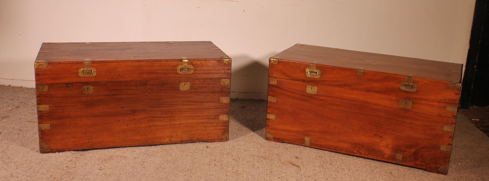 Near Pair of 19th Century Marine Chests with Double Locks (1 of 1) Near Pair of 19th Century Marine Chests with Double Locks (1 of 1)
