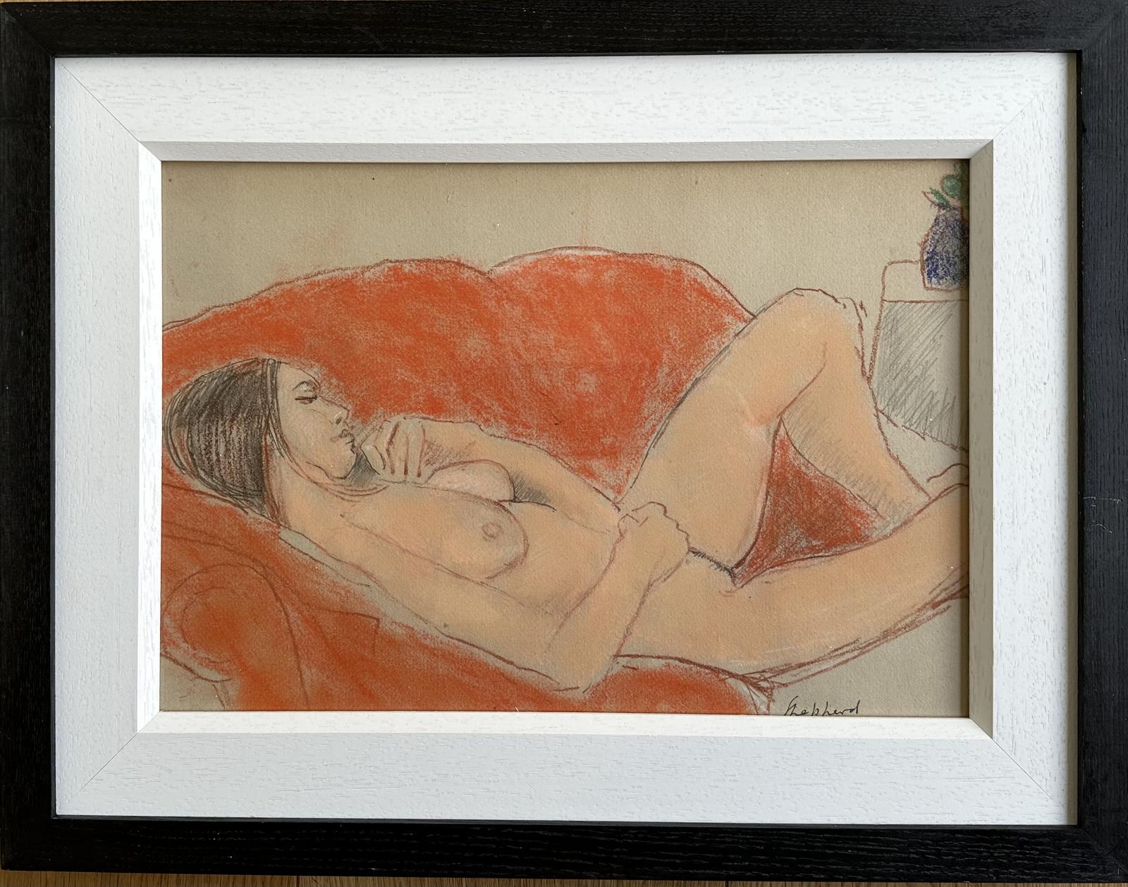 Original Pastel Drawing 'reclining Nude' by Toby Horne Shepherd. 1909-1993. Signed. C.1965 (1 of 2)