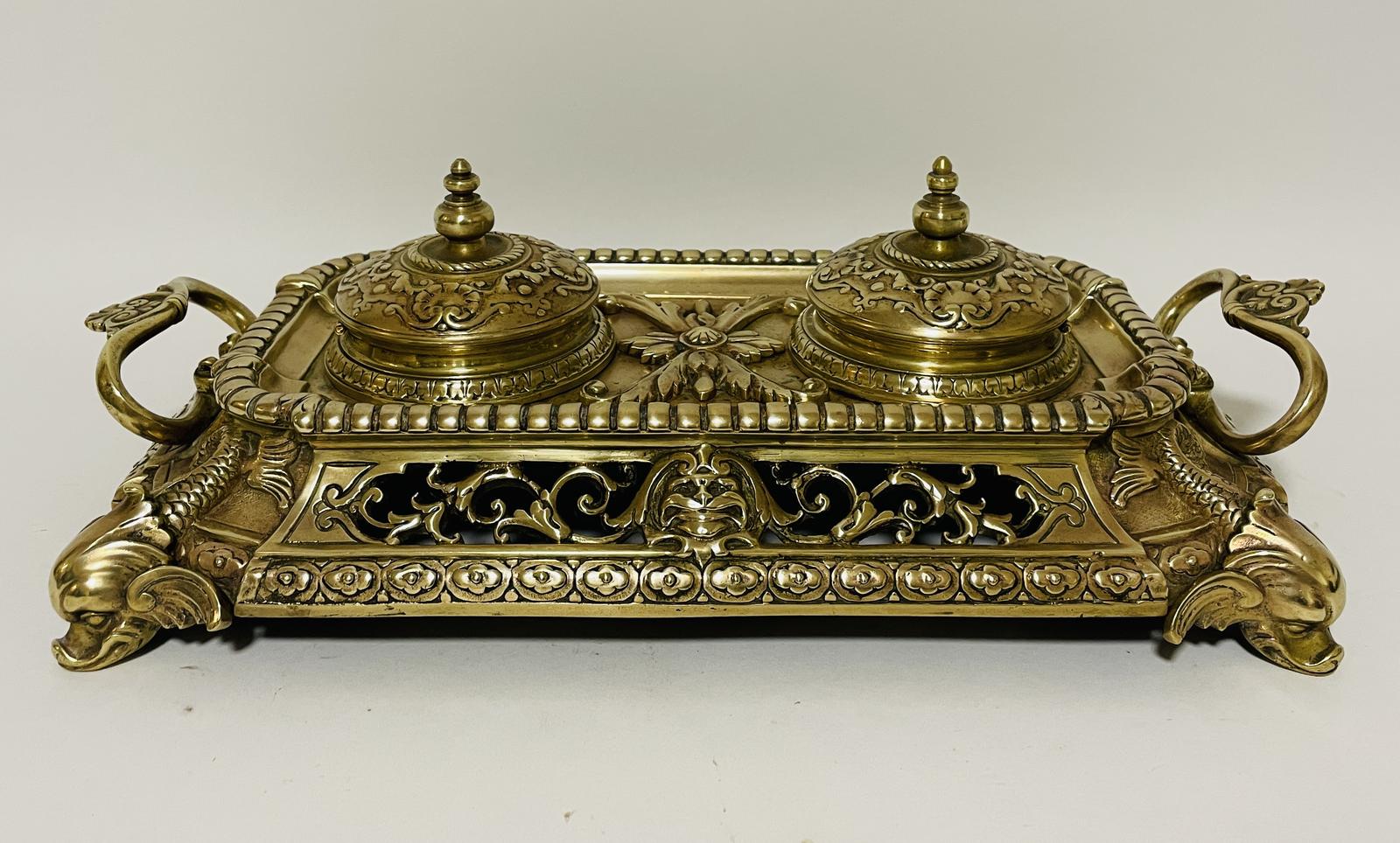 Victorian Brass Desk Stand Inkwells (1 of 18) Victorian Brass Desk Stand Inkwells (1 of 18)