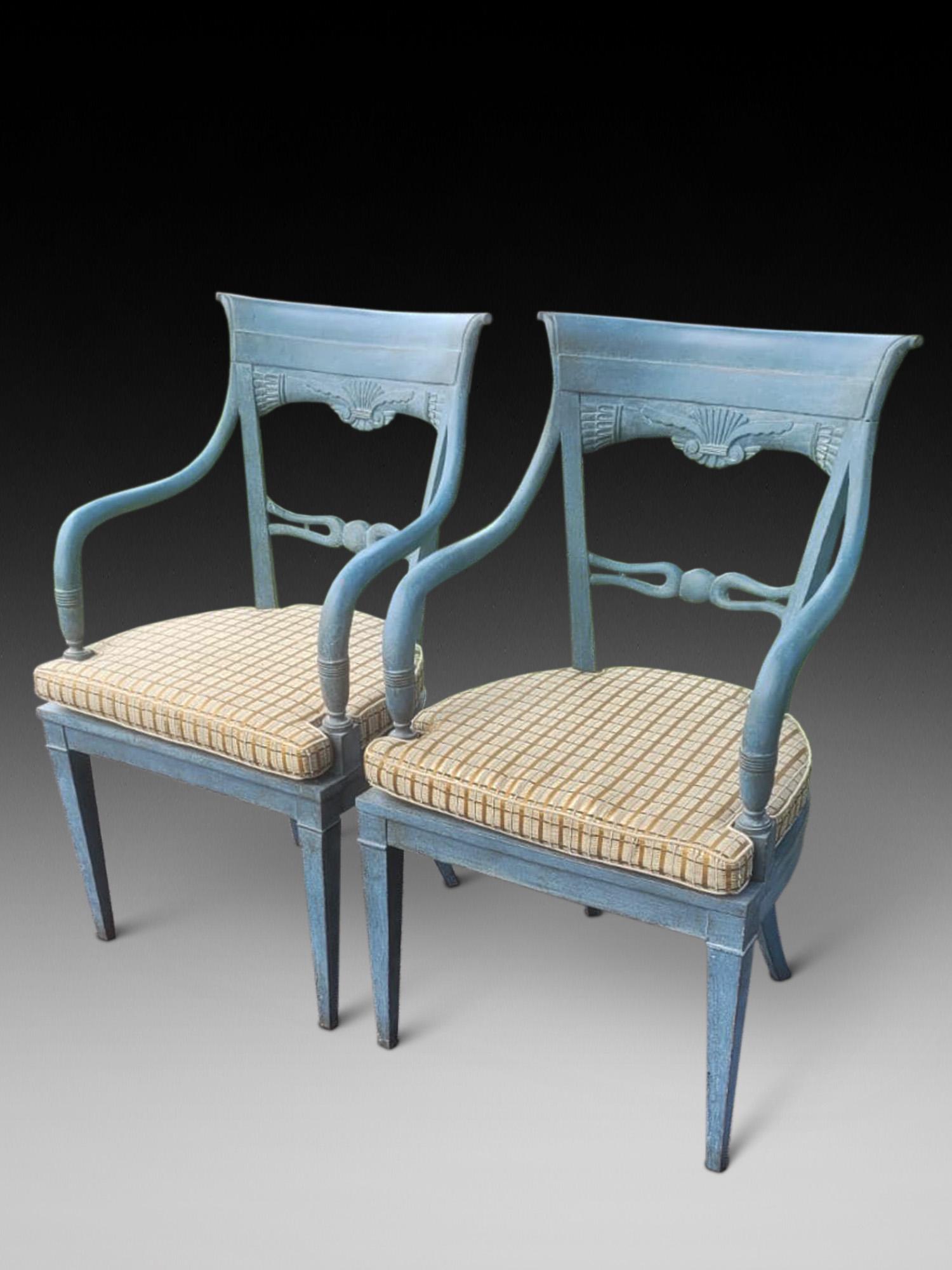 Pair of Gustavian Inspired Open Arm Chairs (1 of 4)