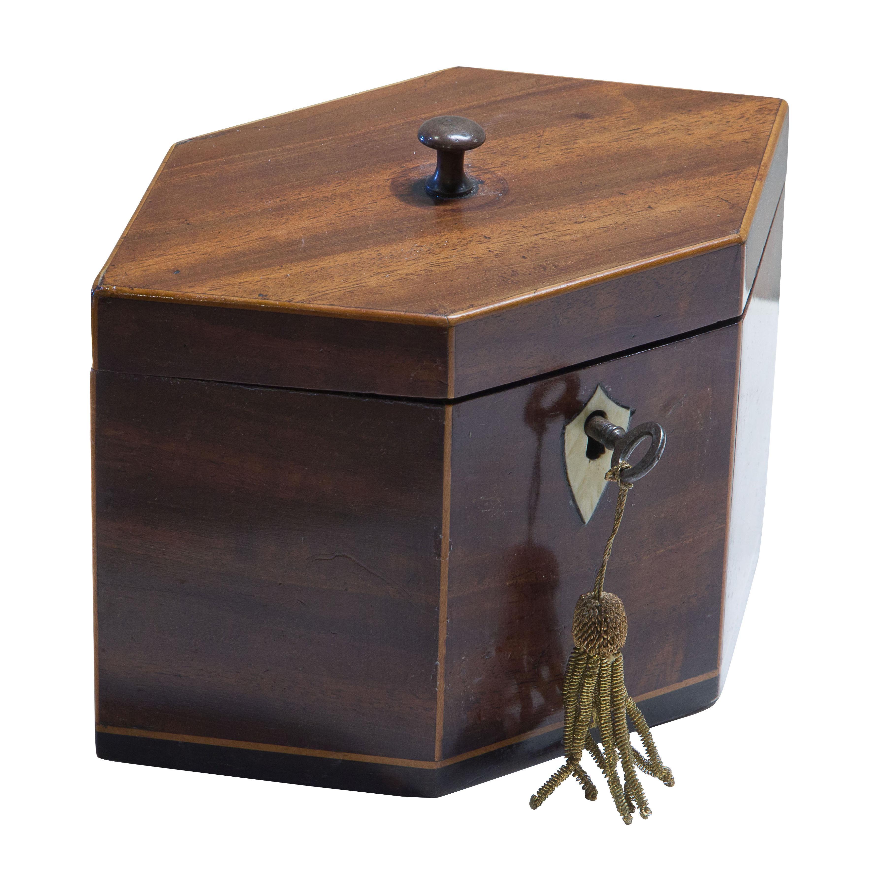 Pretty Small Hexagonal Mahogany Tea Caddy (1 of 1) Pretty Small Hexagonal Mahogany Tea Caddy (1 of 1)