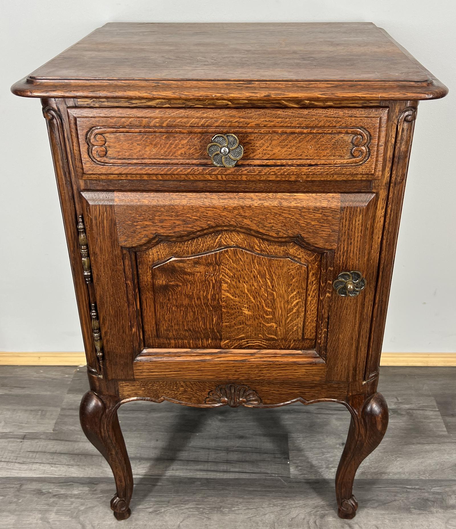 Bedside Tables Vintage French Oak Nightstands Cabinets (1 of 8)