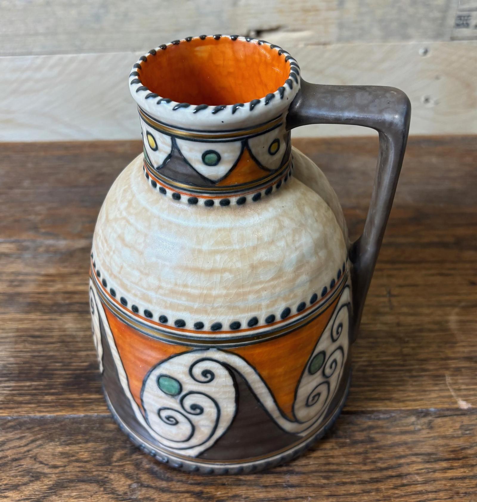 Charlotte Rhead for Crown Ducal Tube‑lined Handled Vase, Pattern 4926 (1 of 6) Charlotte Rhead for Crown Ducal Tube‑lined Handled Vase, Pattern 4926 (1 of 6)