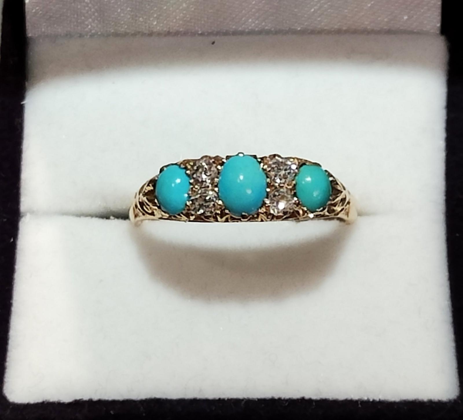 Sleeping Beauty 18ct Gold Turquoise Diamond Ring Size P.5 (1 of 11) Sleeping Beauty 18ct Gold Turquoise Diamond Ring Size P.5 (1 of 11)