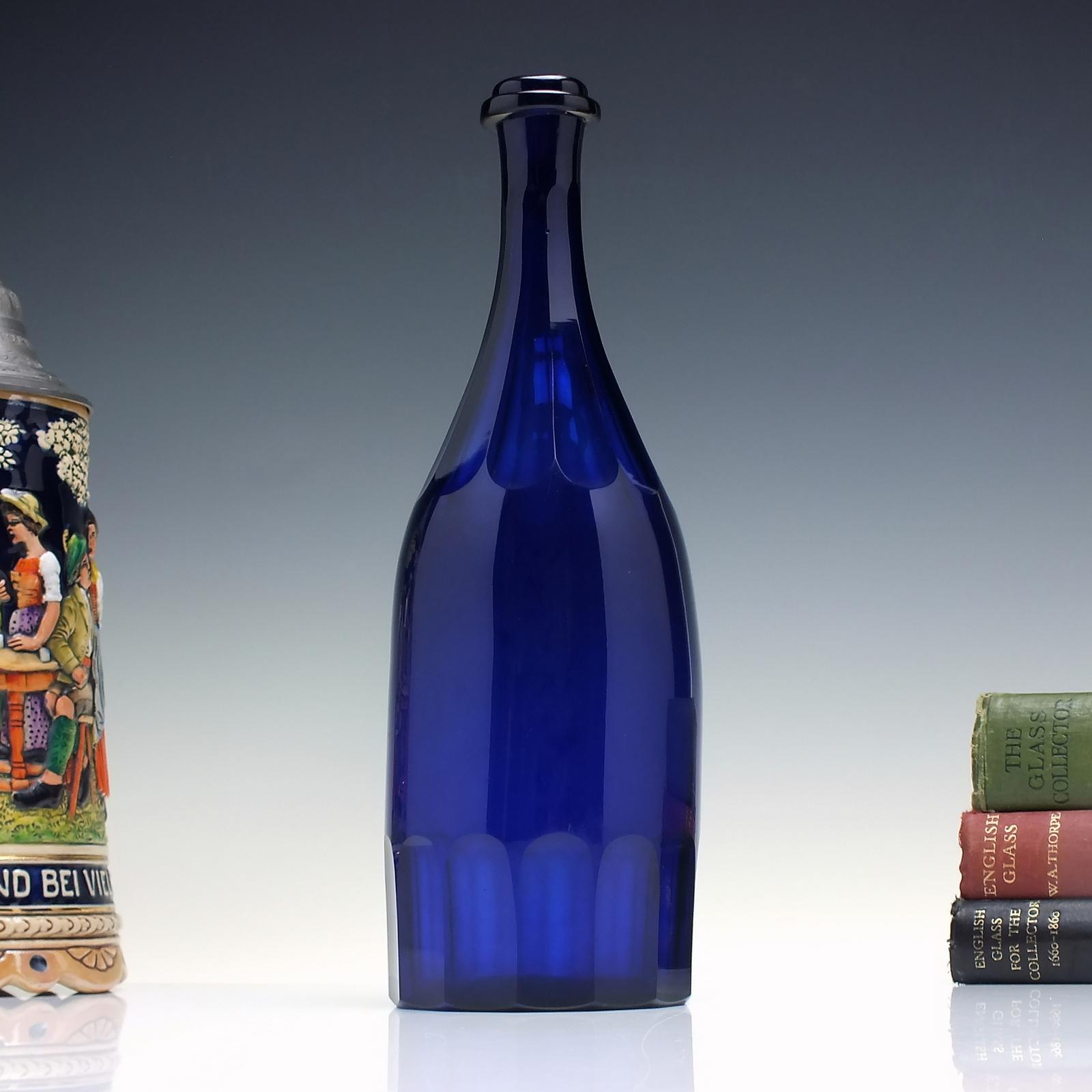 Victorian Bristol Blue Glass Serving Bottle C1830 (1 of 4)