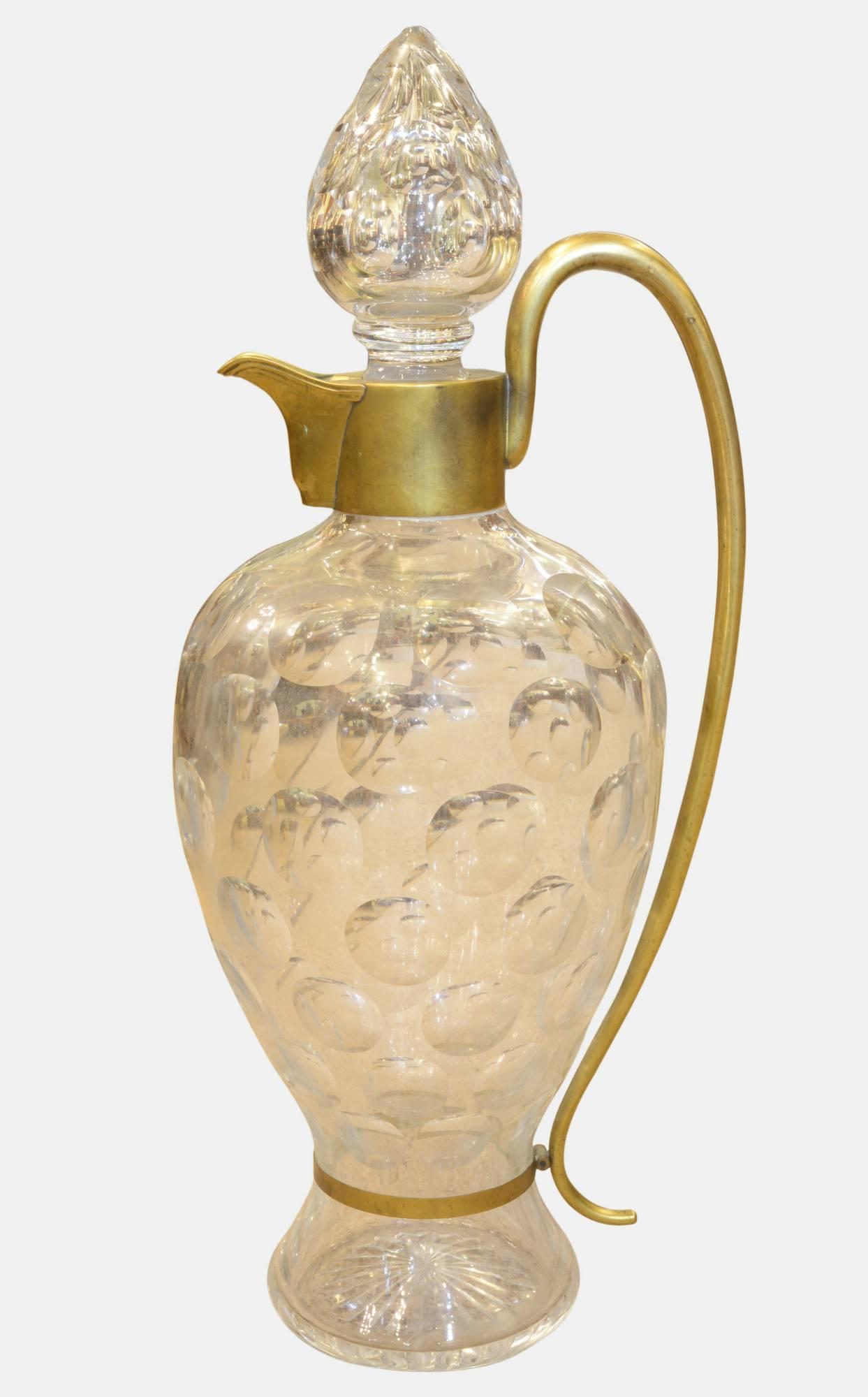 Large Faceted Glass Claret Jug c.1920 (1 of 1) Large Faceted Glass Claret Jug c.1920 (1 of 1)