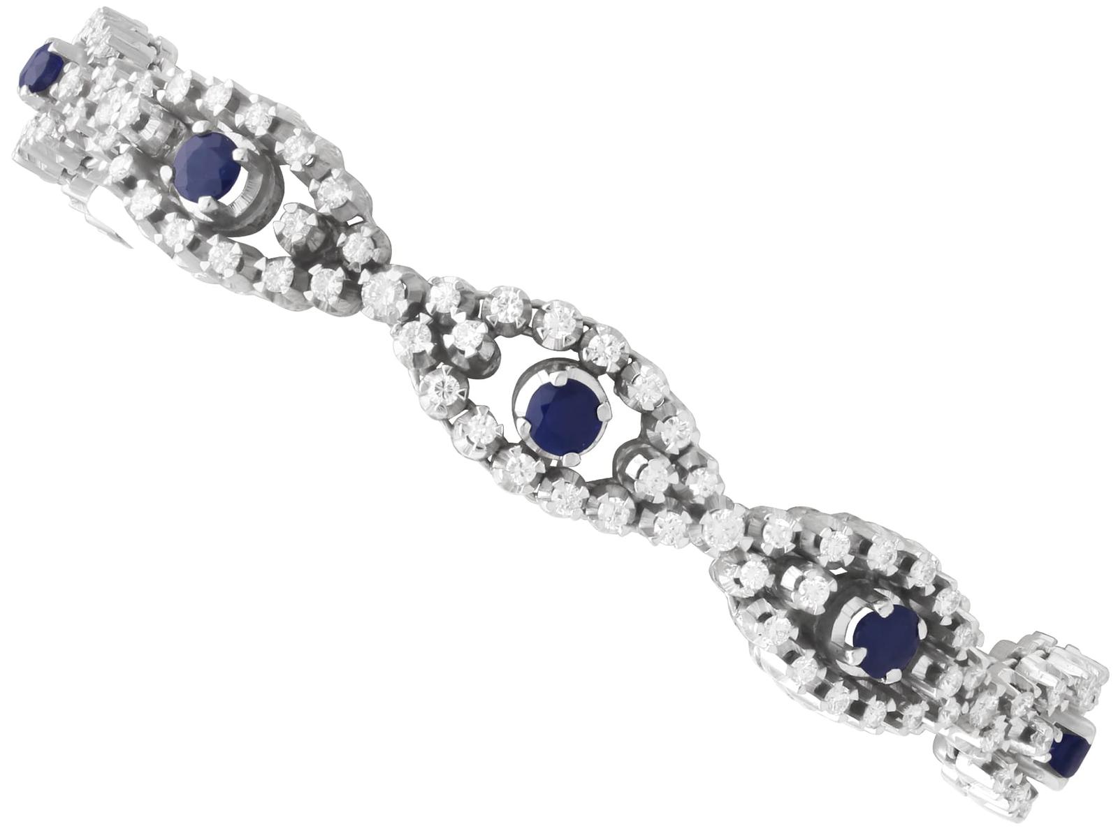 Vintage 2.30ct Sapphire & 5.50ct Diamond 18ct White Gold Bracelet 1967 (1 of 17)