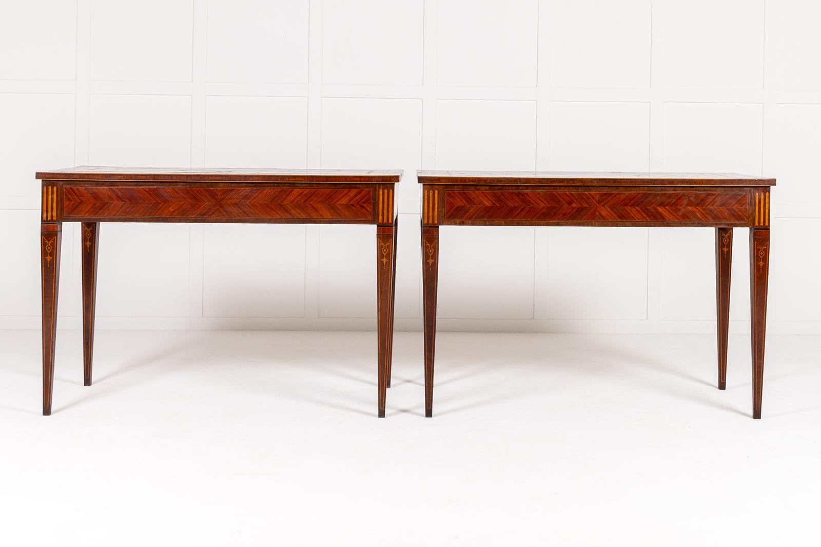 Pair of 18th Century Italian Kingwood and Walnut Console Tables (1 of 10)
