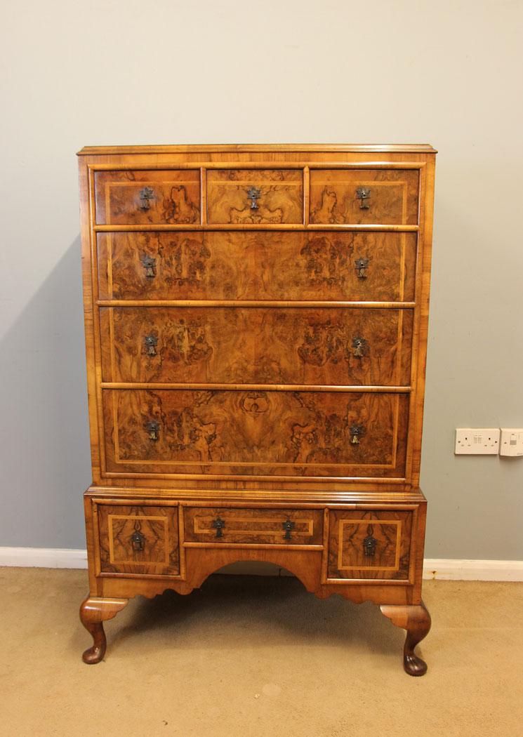 Antique Quality Burr Walnut Tallboy Chest of Drawers (1 of 15)
