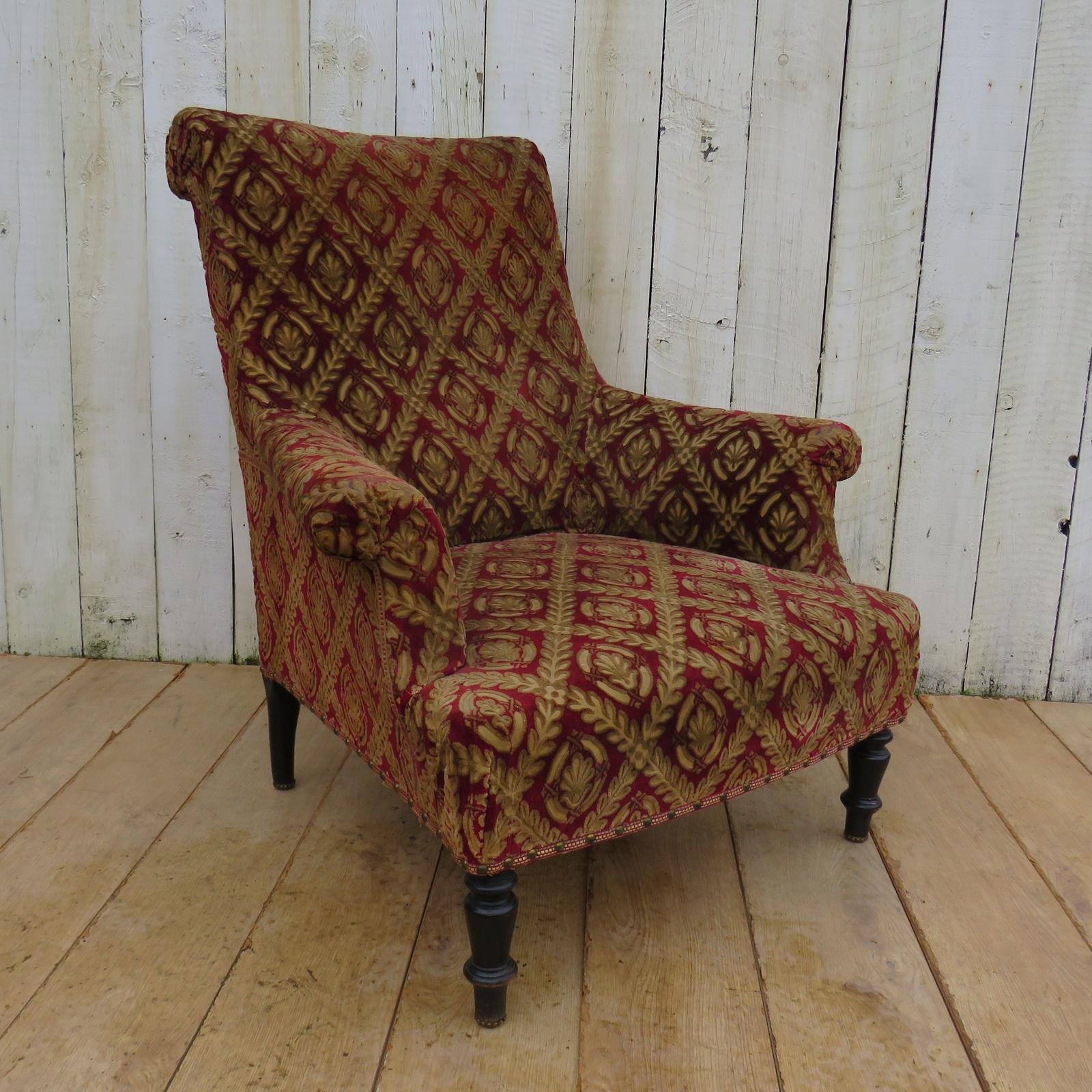 Antique Napoleon III Scroll Top Library Armchair (1 of 8) Antique Napoleon III Scroll Top Library Armchair (1 of 8)