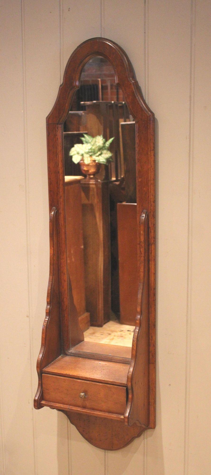 Walnut Wall Mirror With A Base Drawer (1 of 9)