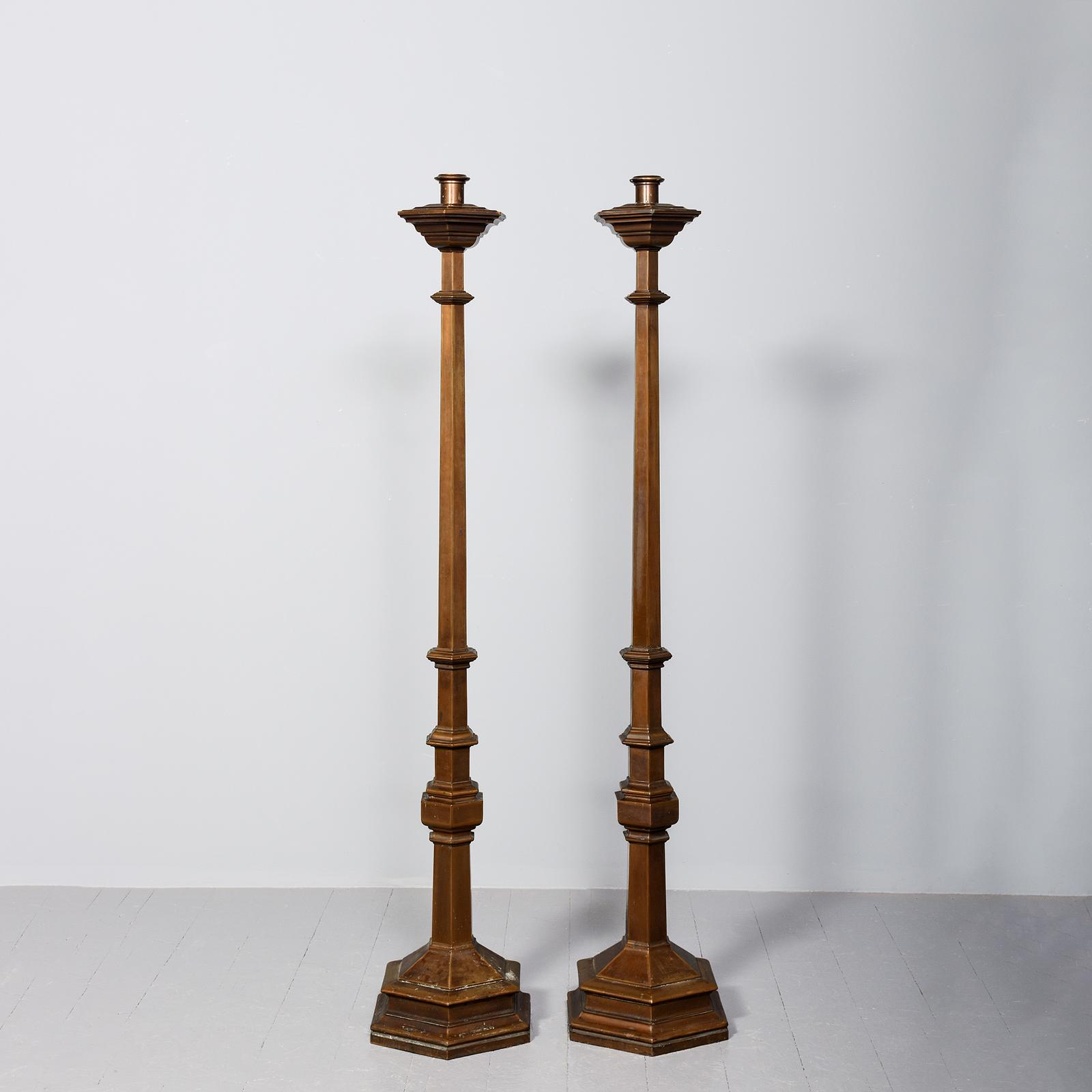 Monumental Pair of Cast Bronze Candle Stands (1 of 8) Monumental Pair of Cast Bronze Candle Stands (1 of 8)