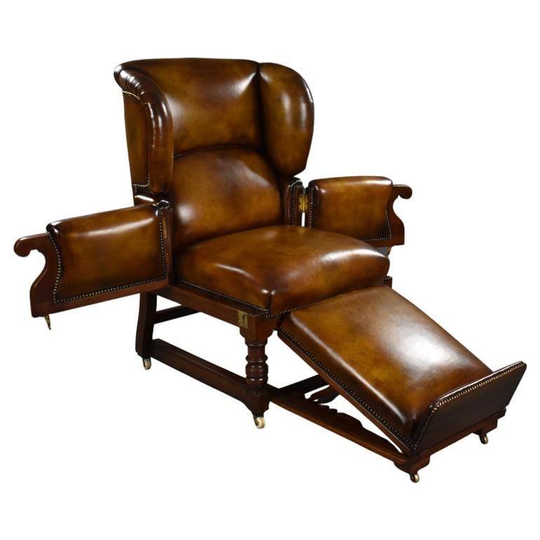 Victorian Leather Reclining Armchair by Foots Patent Chairs (1 of 19)