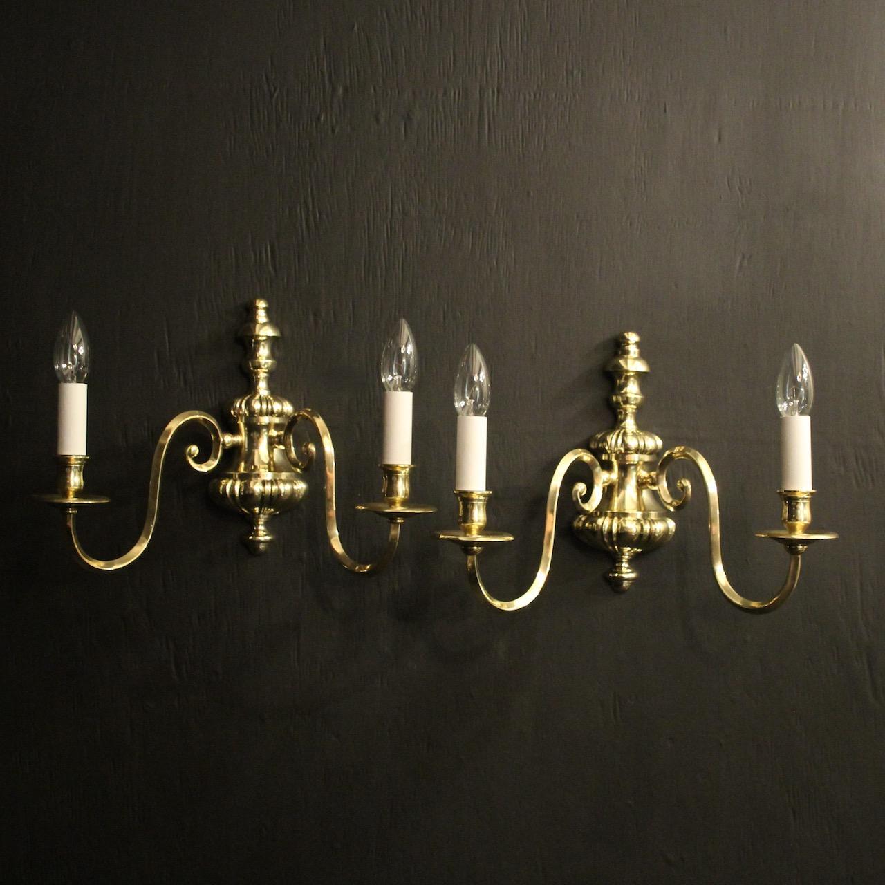 English Pair of Twin Arm Antique Wall Lights (1 of 10)