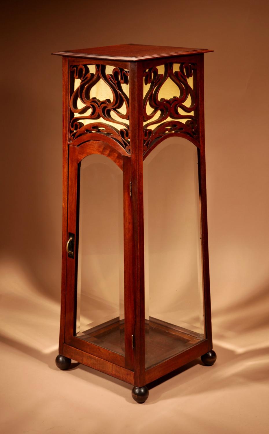 Art Nouveau / Jugendstil Very Rare & Beautiful Mahogany Display / Pedestal Cabinet (1 of 13)