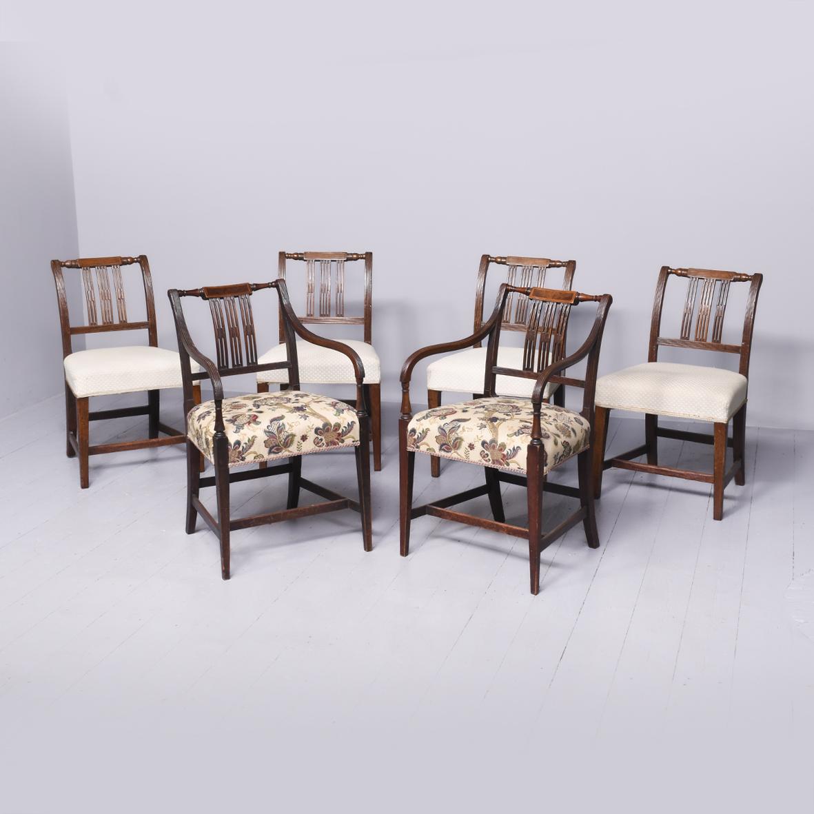 Set of Six Inlaid Mahogany Regency Dining Chairs (1 of 13)