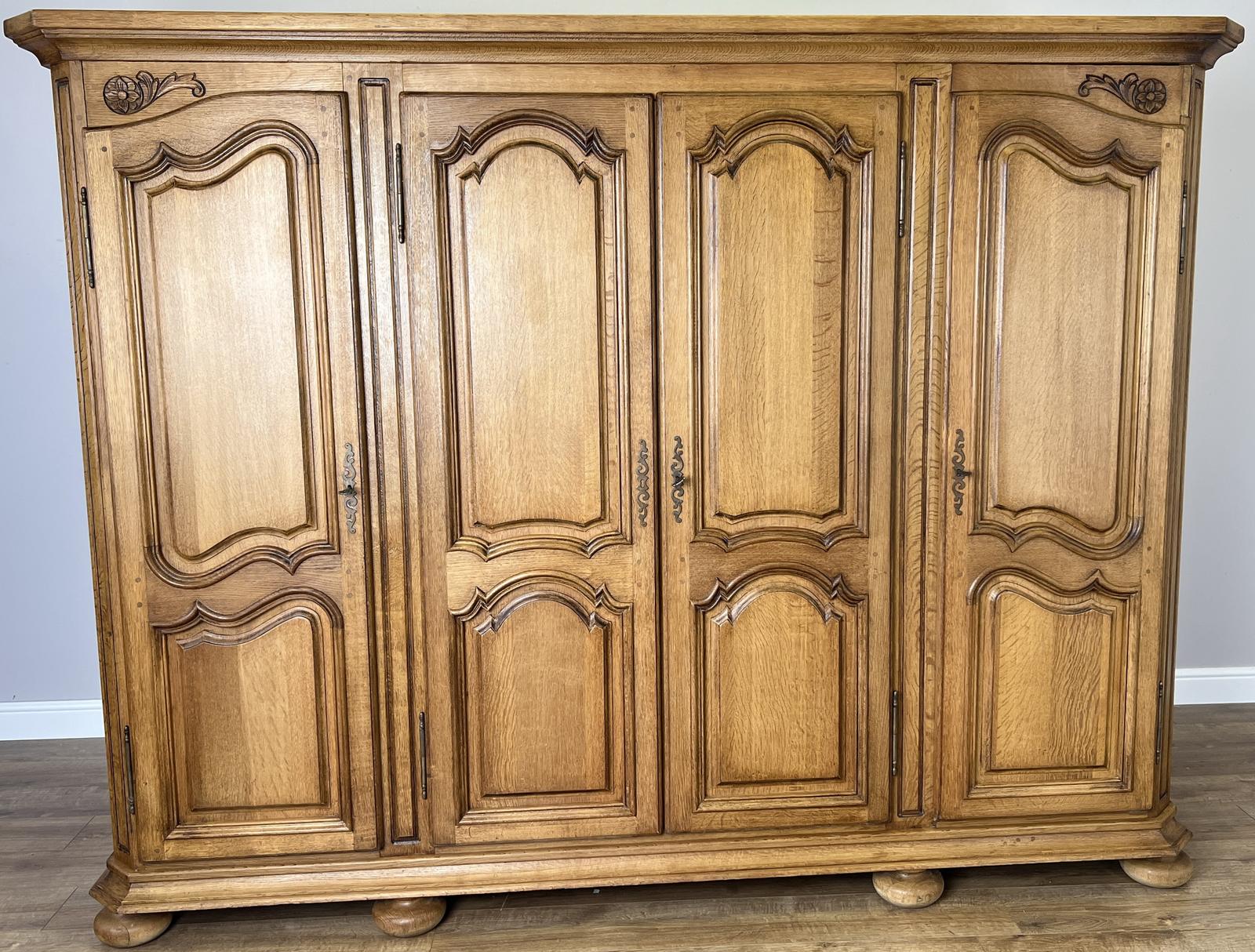 Wardrobe Vintage French Style Oak Four Door Carved Armoire Cabinet (1 of 12) Wardrobe Vintage French Style Oak Four Door Carved Armoire Cabinet (1 of 12)