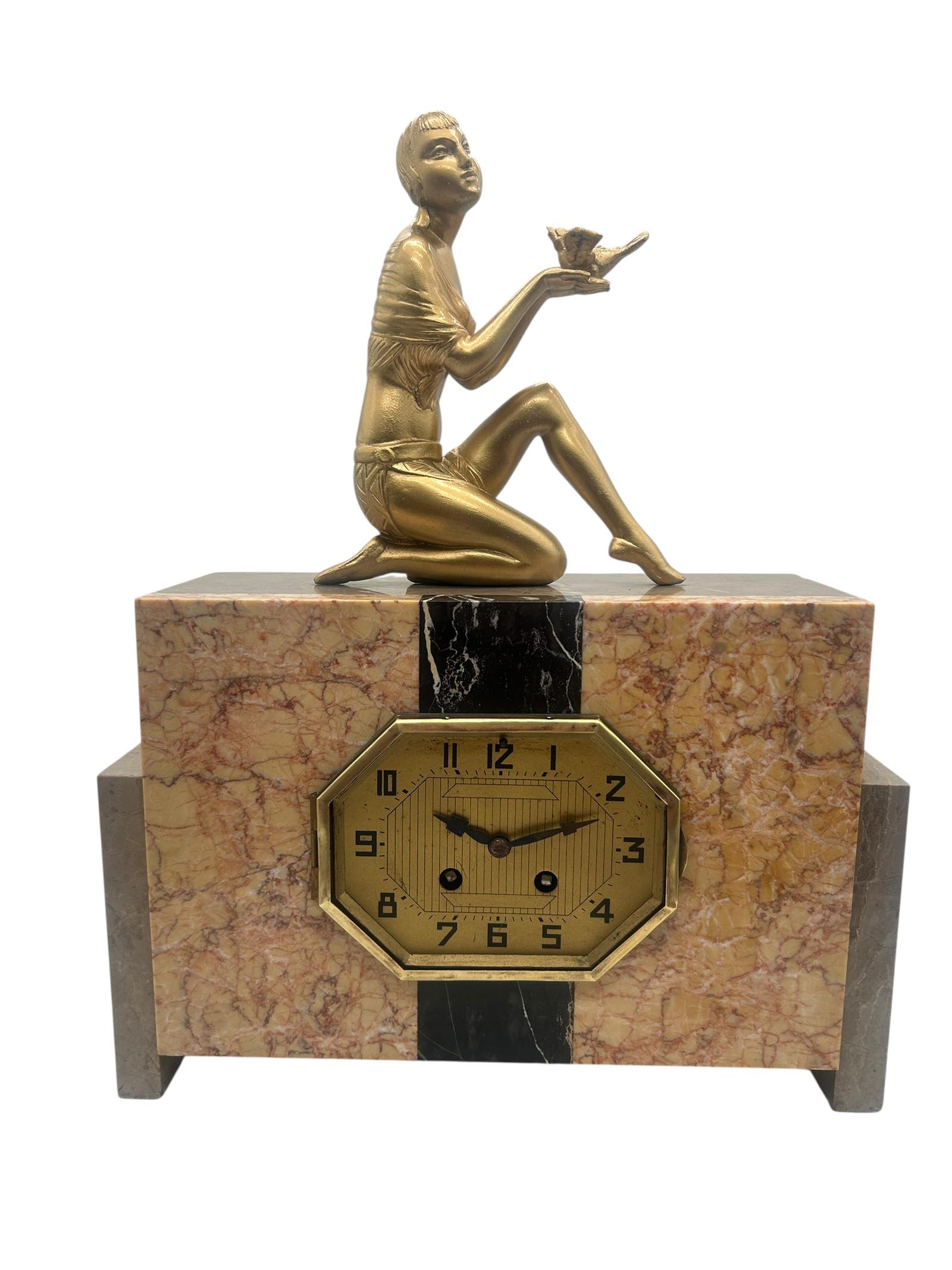 Art Deco Mantel Clock - Iconic Gilt Lady Figure to Marble Case Gold Dial (1 of 10) Art Deco Mantel Clock - Iconic Gilt Lady Figure to Marble Case Gold Dial (1 of 10)