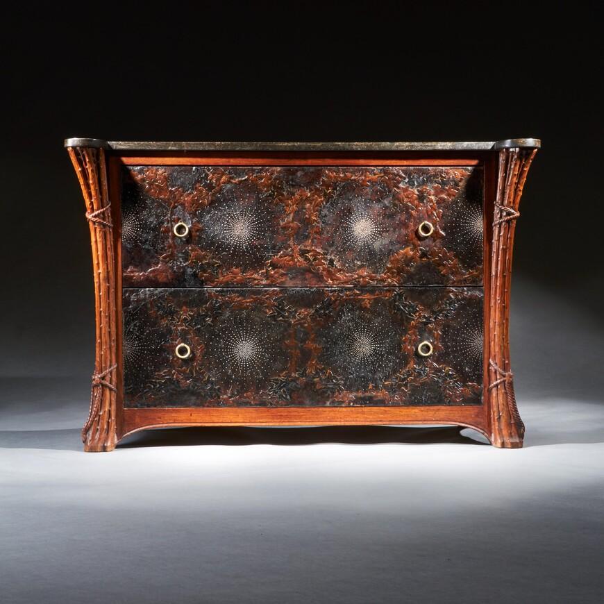 Rare French Art Nouveau Leather Lined Marble Top Commode (1 of 6) Rare French Art Nouveau Leather Lined Marble Top Commode (1 of 6)