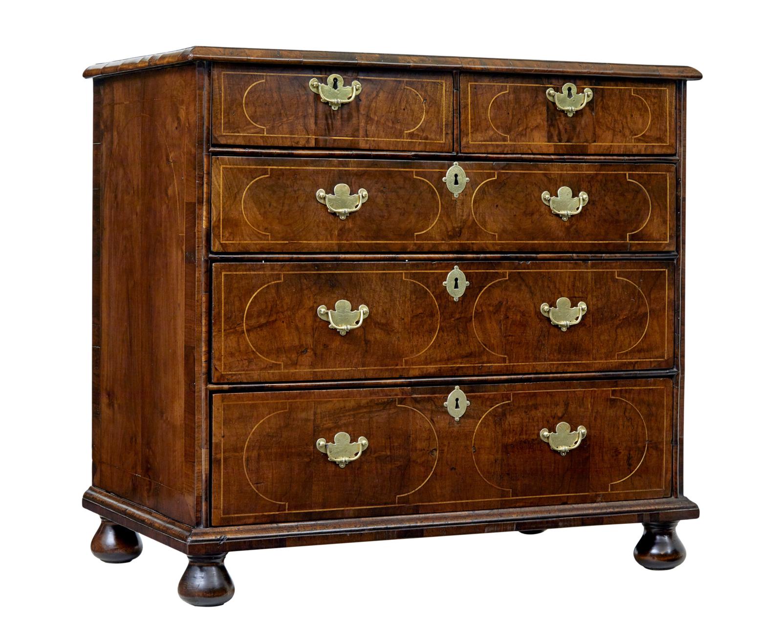 17th Century William & Mary Inlaid Walnut Chest of Drawers (1 of 10)