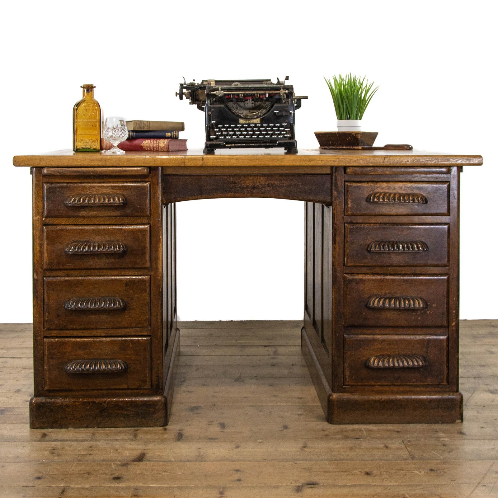 Large Antique Oak Pedestal Desk (1 of 14) Large Antique Oak Pedestal Desk (1 of 14)