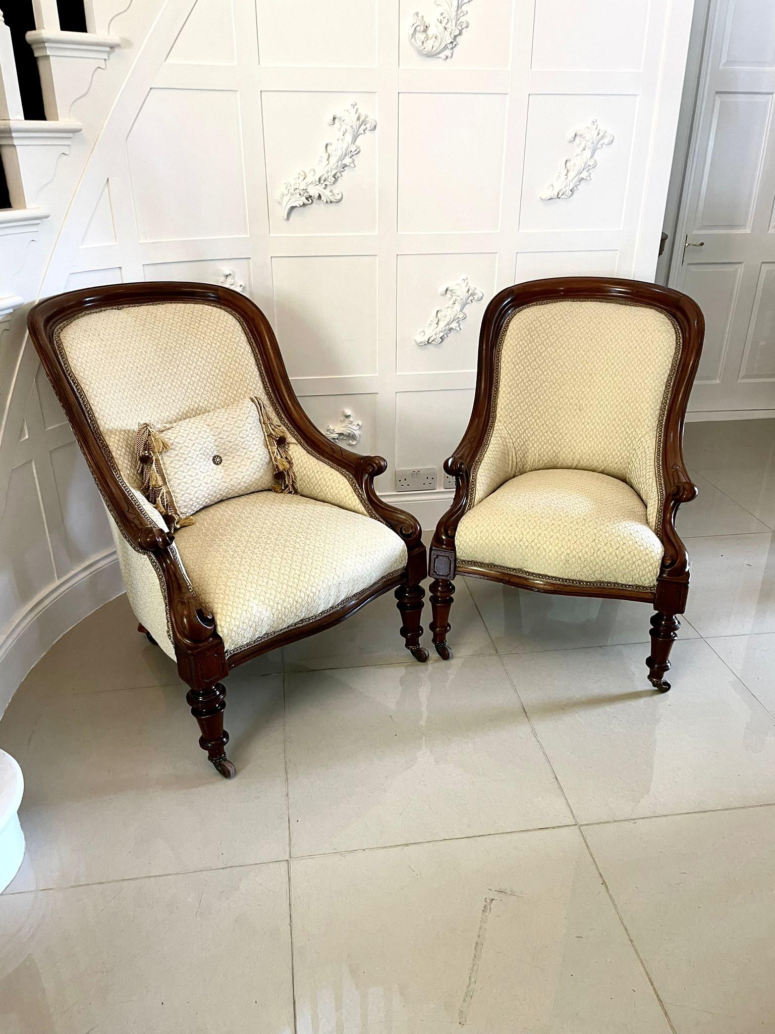 Unusual Pair of Antique Victorian Quality Mahogany Armchairs (1 of 12) Unusual Pair of Antique Victorian Quality Mahogany Armchairs (1 of 12)
