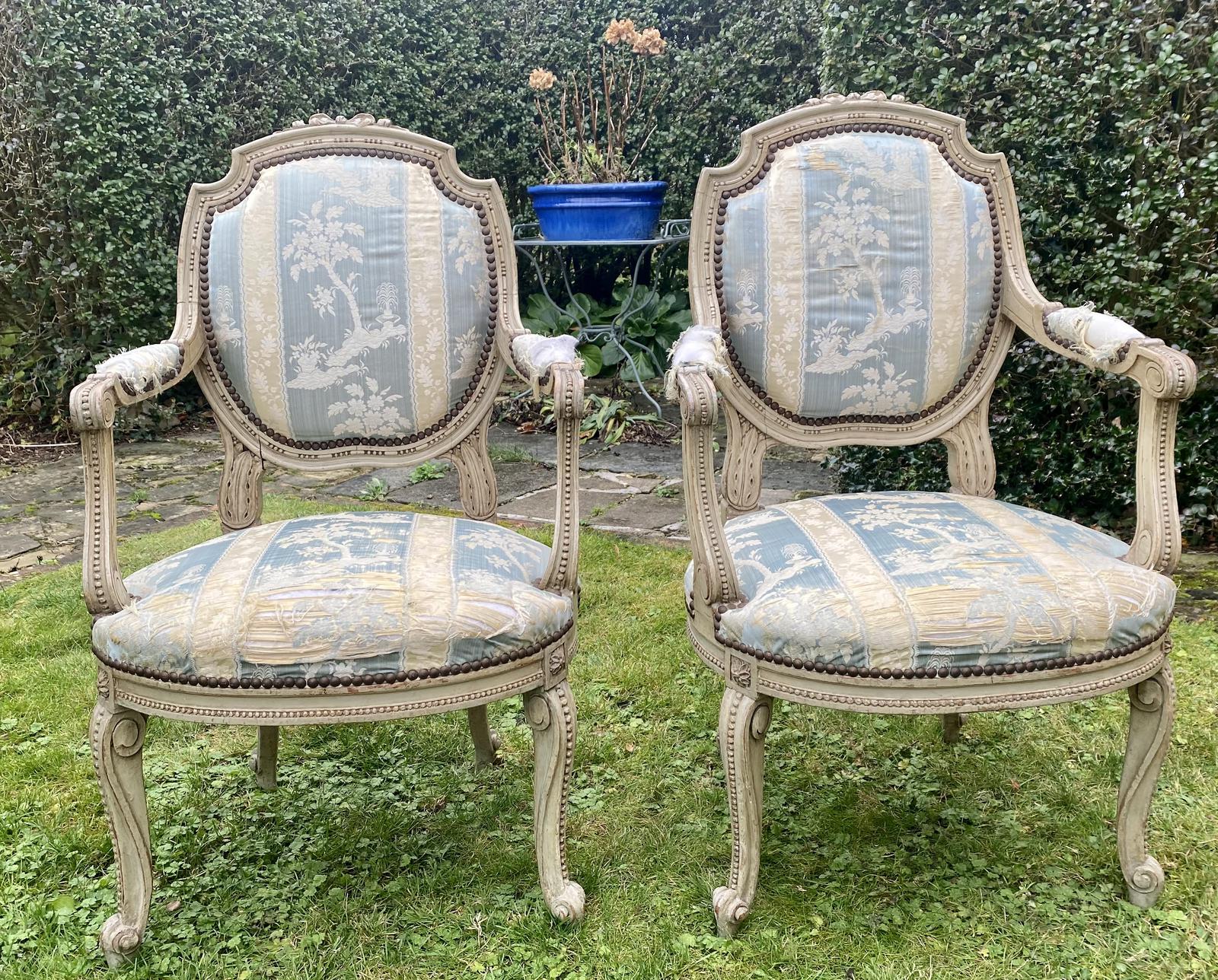 Pair of French Armchairs in Original Paintwork (1 of 5)