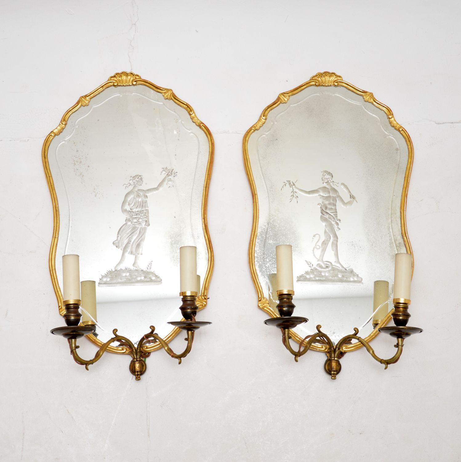Pair of Antique French Giltwood Wall Sconce Mirrors (1 of 10) Pair of Antique French Giltwood Wall Sconce Mirrors (1 of 10)