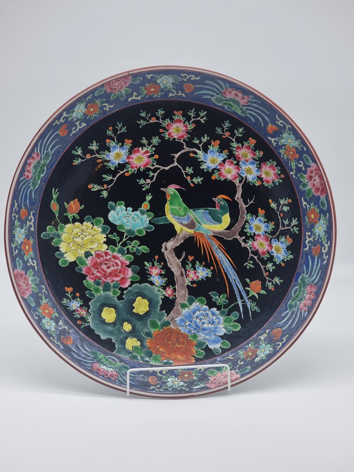 Large Chinese Wall Charger in Famille Noire Porcelain (1 of 12) Large Chinese Wall Charger in Famille Noire Porcelain (1 of 12)