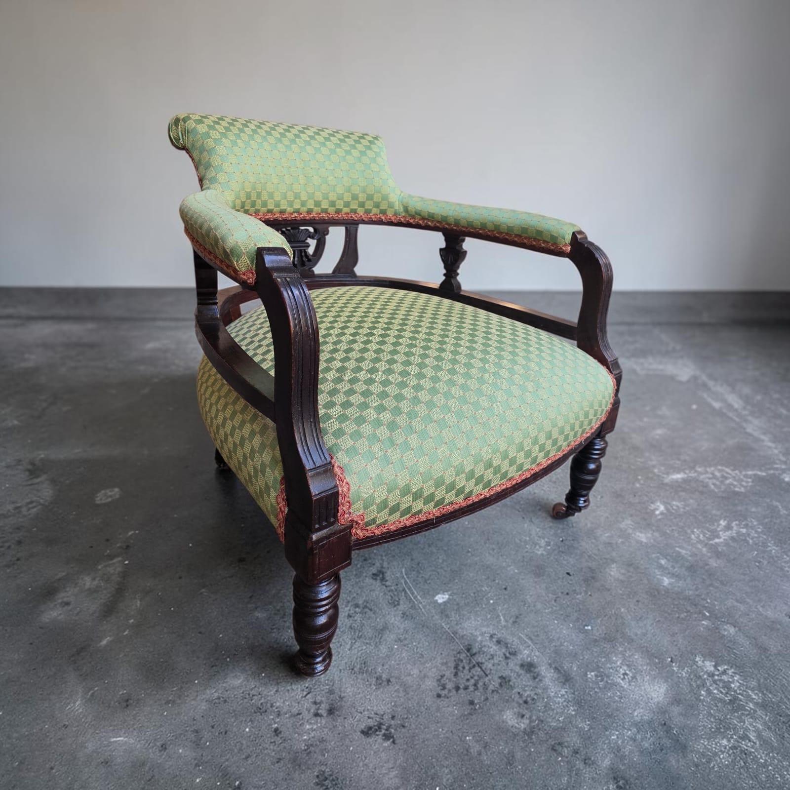 Antique Late Victorian Upholstered Tub Chair c.1890 (1 of 11) Antique Late Victorian Upholstered Tub Chair c.1890 (1 of 11)