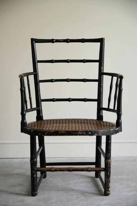 Early 19th Century Ebonised Cane Chair (1 of 12)