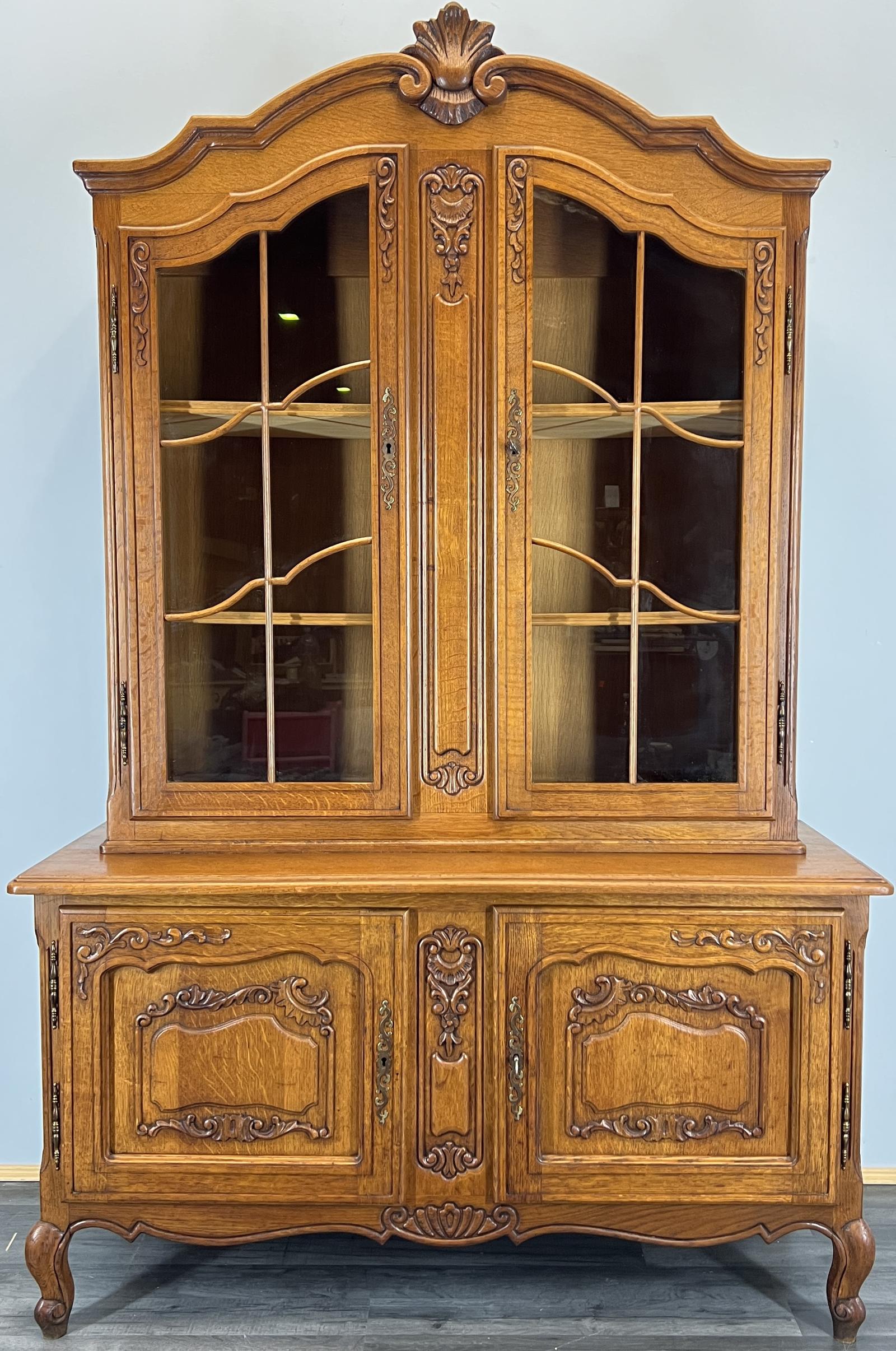 Bookcase Vintage French Style Oak Display Cabinet Carved Sideboard (1 of 16)