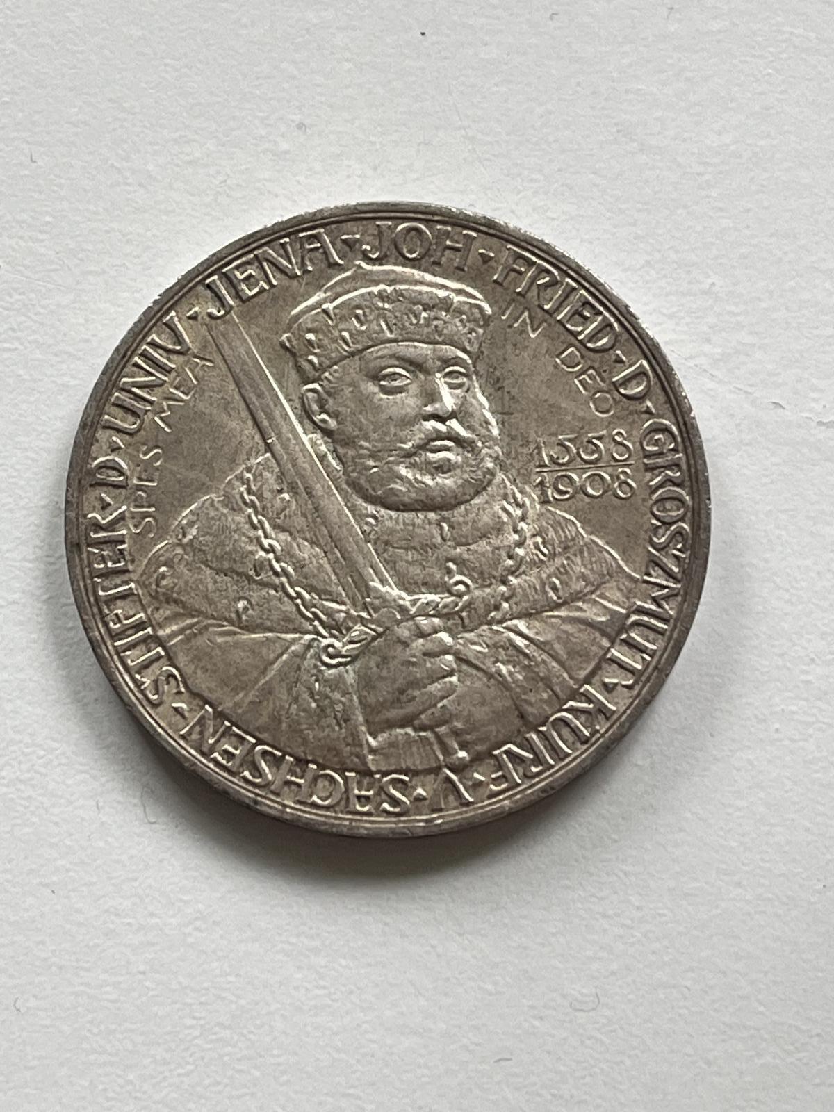 Germany - SAXE-WEIMAR-EISENACH - 1908 5 Marks - Jena University 350th Anniversary (1 of 9)