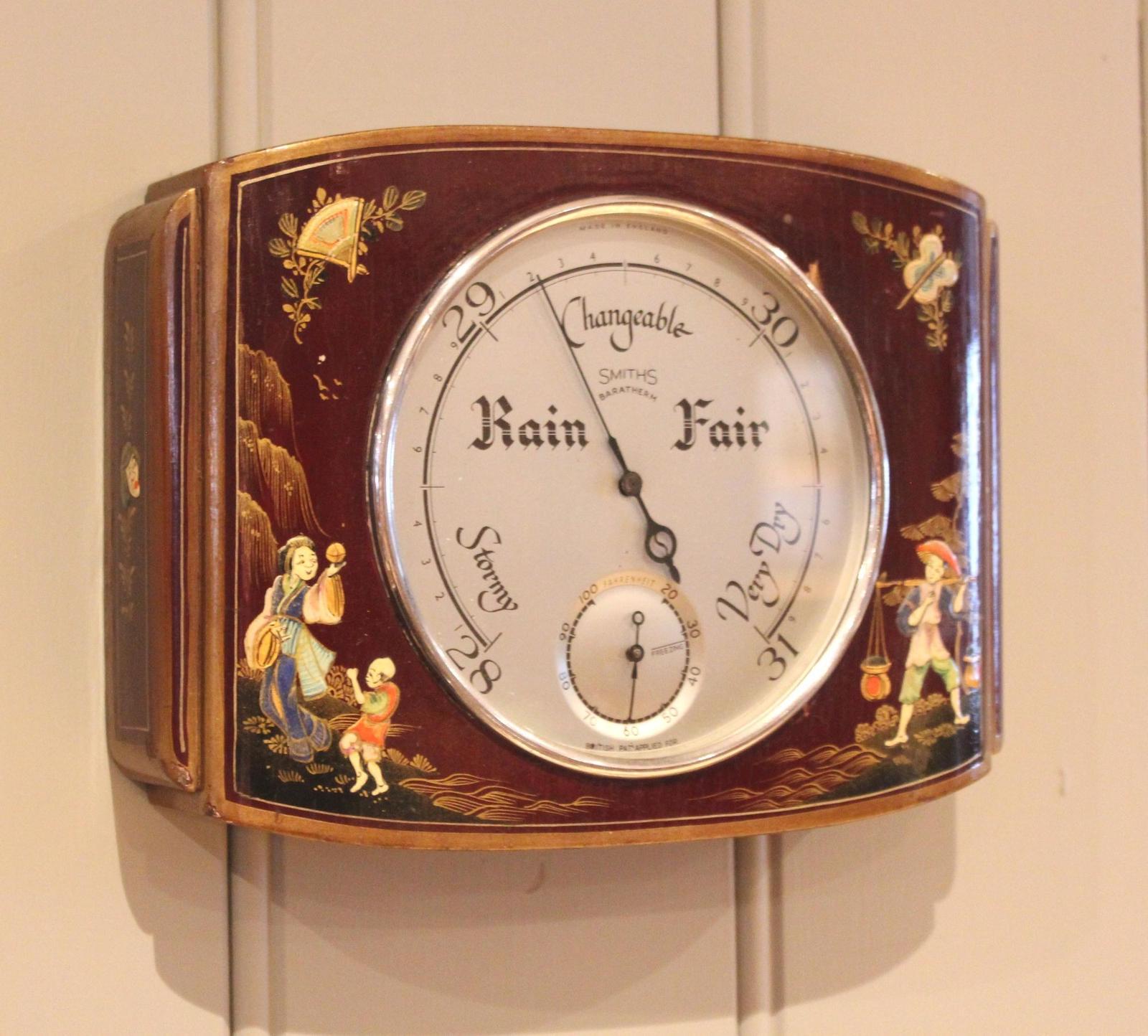 Maroon Chinoiserie Aneroid Barometer (1 of 11)