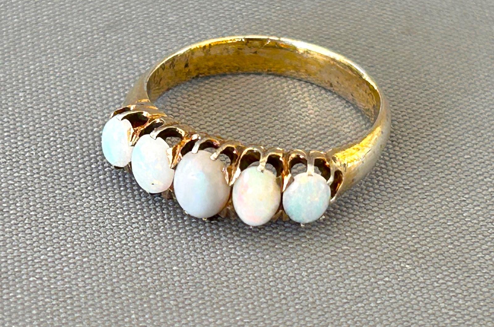 Victorian Silver Gilt Five Stone Opal Ring (1 of 6) Victorian Silver Gilt Five Stone Opal Ring (1 of 6)