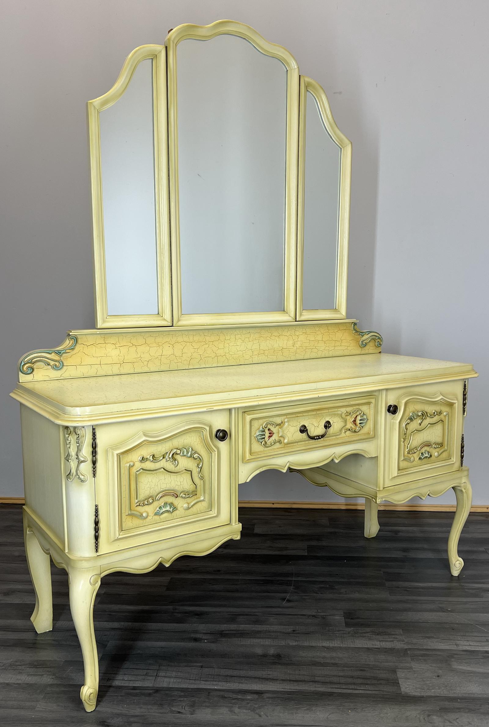 Amazing Shabby Chic French Carved Dressing Table (1 of 13)