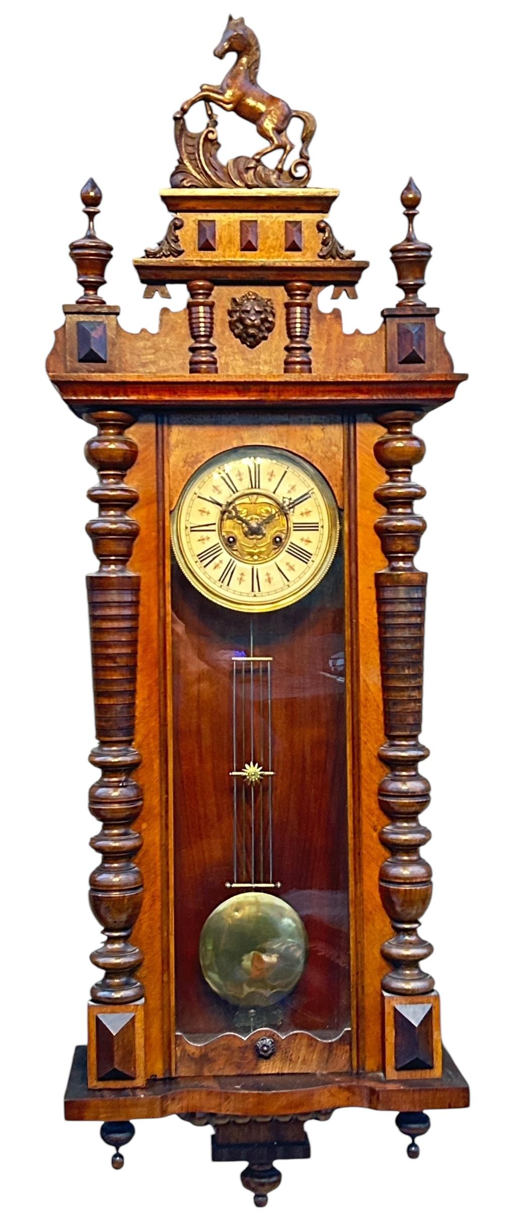 Fabulous Carved Walnut Case Vienna Regulator Wall Clock ca.1900 (1 of 15)