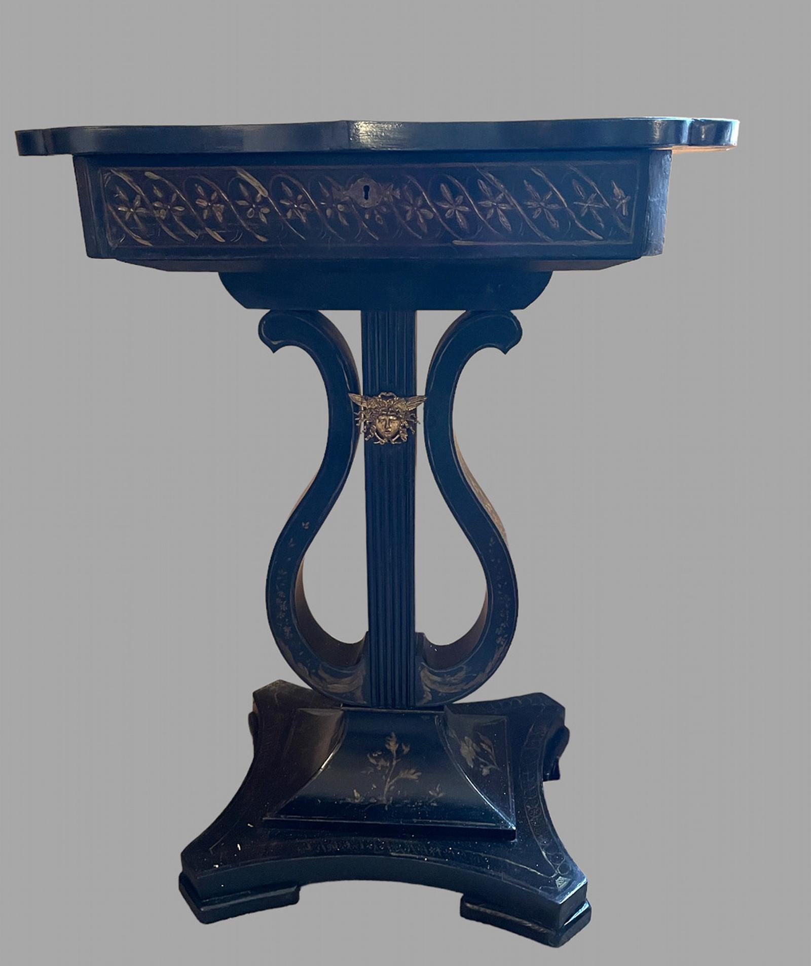 19th Century Black Jappaned Sewing Table (1 of 5)
