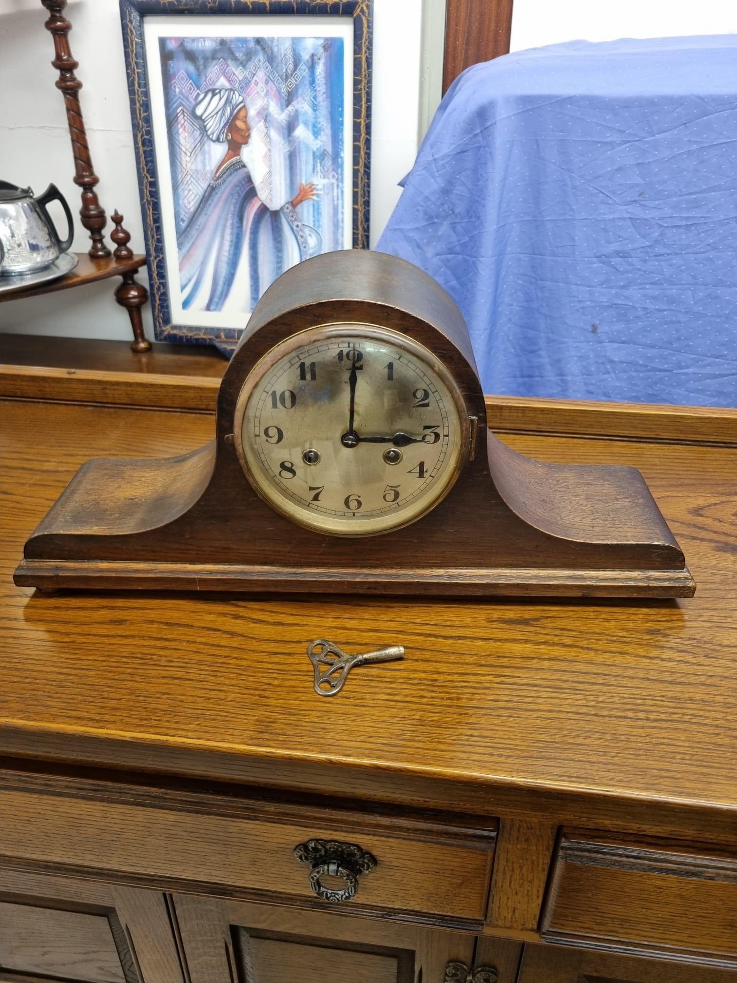 Antique Victorian Oak Napoleon Mantle Clock c.1880 (1 of 11)